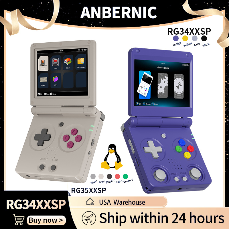 Retro Gaming Anbernic - Anbernic RG34XXSP RG35XXSP フリップ式携帯ゲーム機 IPSスクリーン Linux