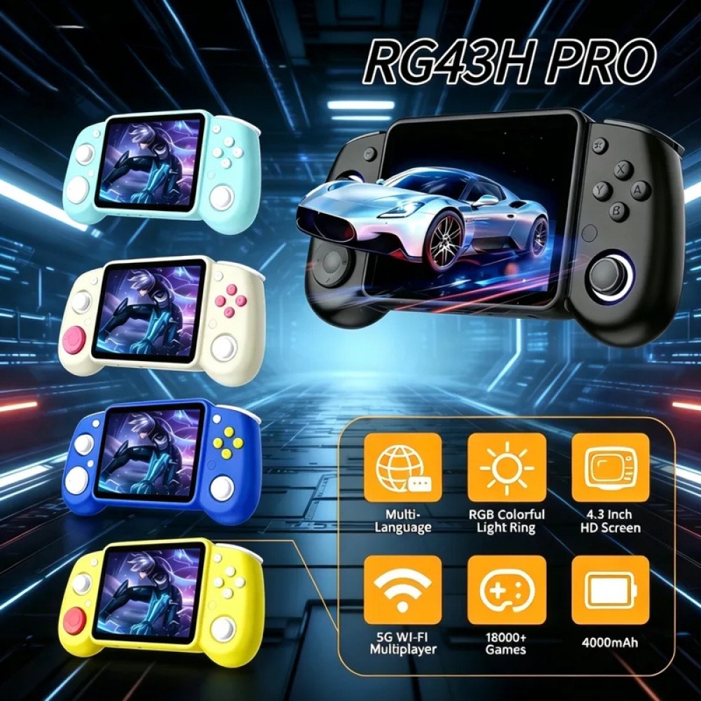 Retro Gaming Handhelds - RG43H Pro ポータブルレトロハンドヘルドゲーム機 4.3インチ 1024×768 22000種類のゲーム内蔵