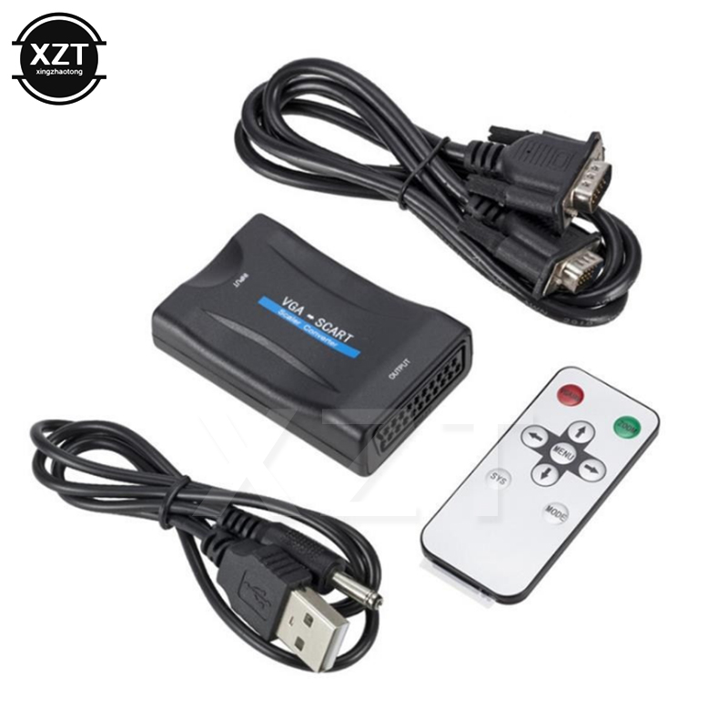 Controller Adapter Usb - Vga scartビデオオーディオ変換アダプタリモコンのusb dc電源ケーブルとvgaケーブルntsc pal secamテレビ