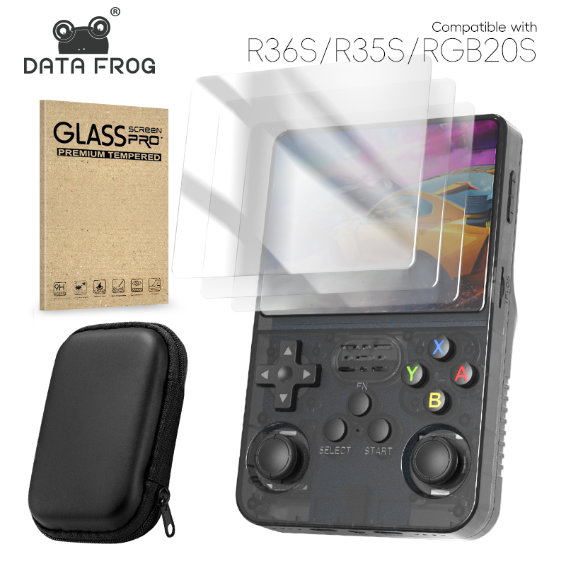 Retro Gaming R36S - データカエル R36S スクリーンプロテクター強化ガラスプロテクター R35S RGB20S レトロハンドヘルドゲームコンソールアクセサリー