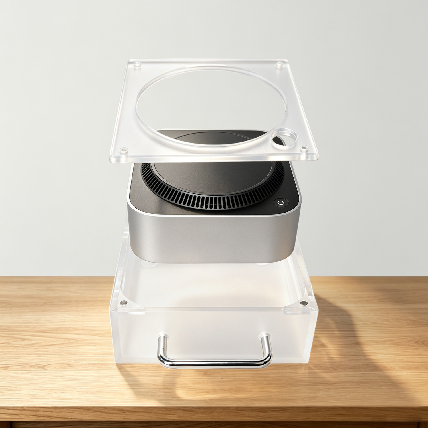 Retro Gaming Case - Mac Mini M4用レトロアクリルケース ゲーミング・オフィス用保護カバー 耐傷性・防塵性 磁気サイドパネル