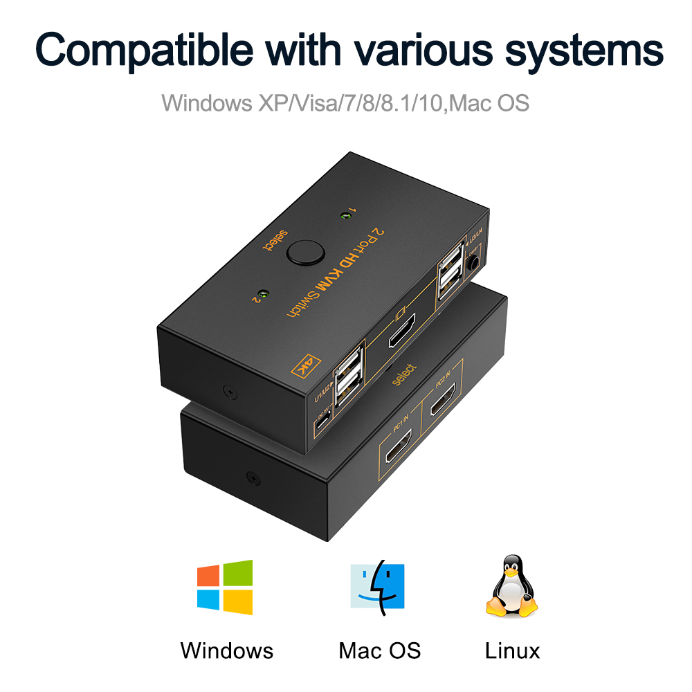 KVMスイッチ USB 2.0 HDMI対応 4Kスプリッタ - Controller Adapter Usb のレビューと価格